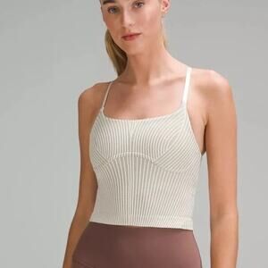 Lululemon Strappy Seamless Yoga Shelf Tank Raw Linen | White Tan‎ | SZ 4